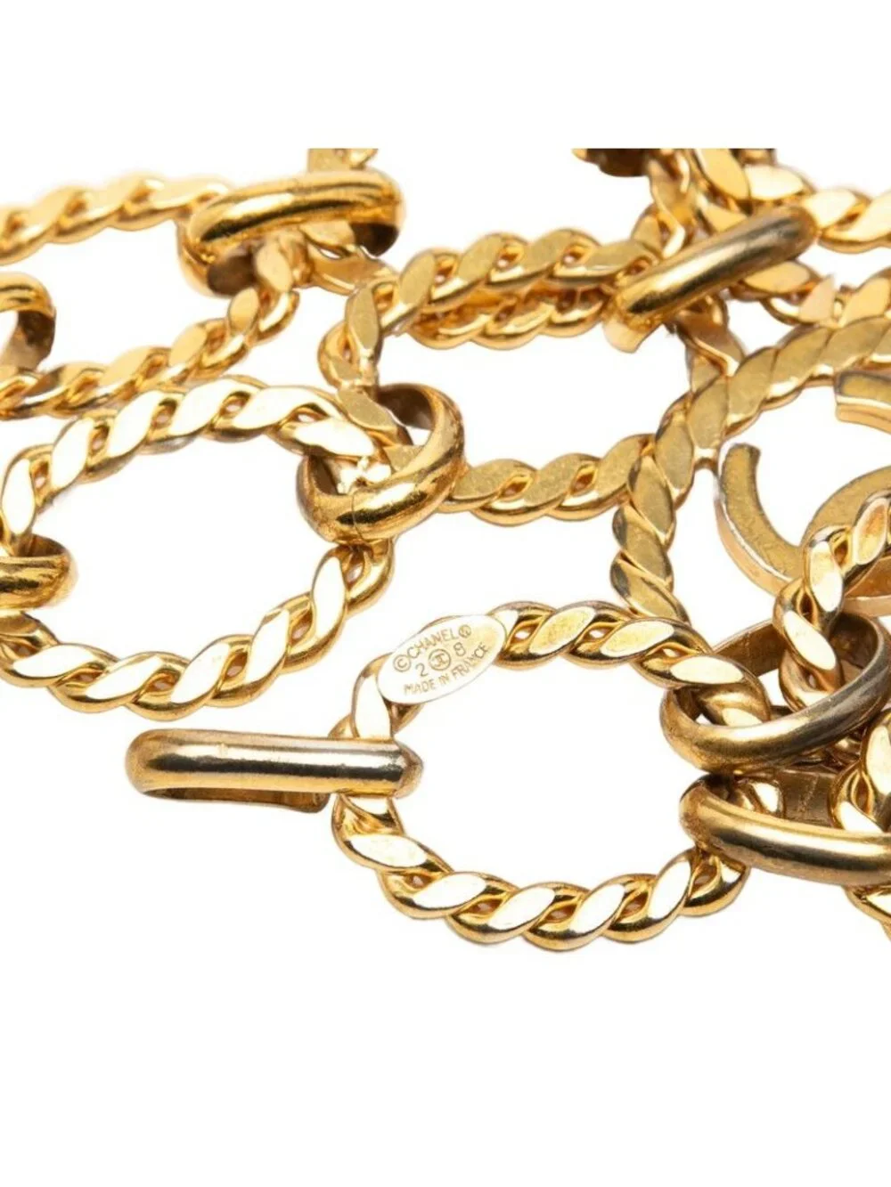 Chanel Vintage CC Logo 2 Chain Belt Gold Plated - Picture 4 of 4